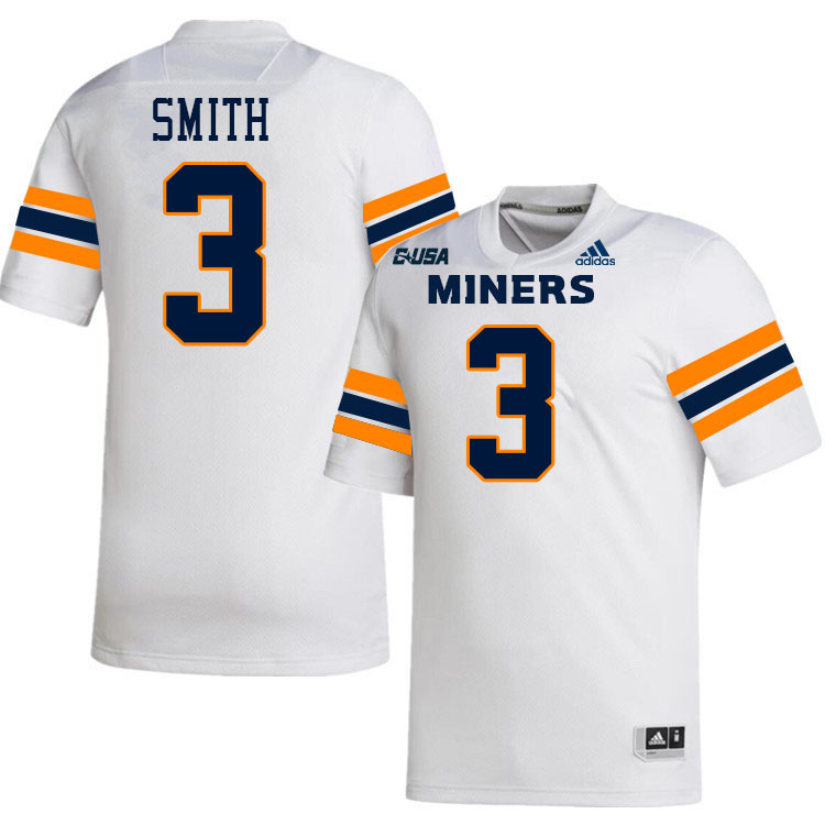 Jaden Smith UTEP Jersey,UTEP Miners #3 Jaden Smith College Football Jersey,Uniforms-White